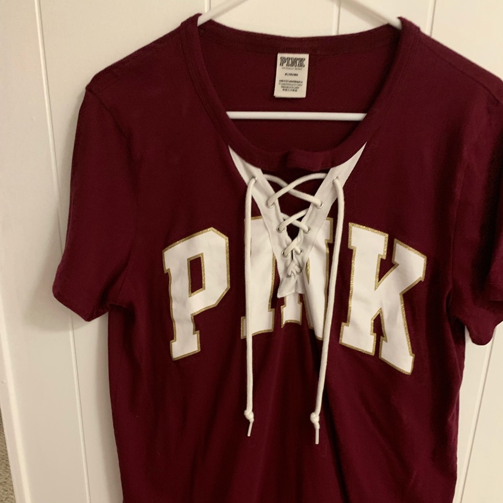 Maroon Pink shirt with criss cross
